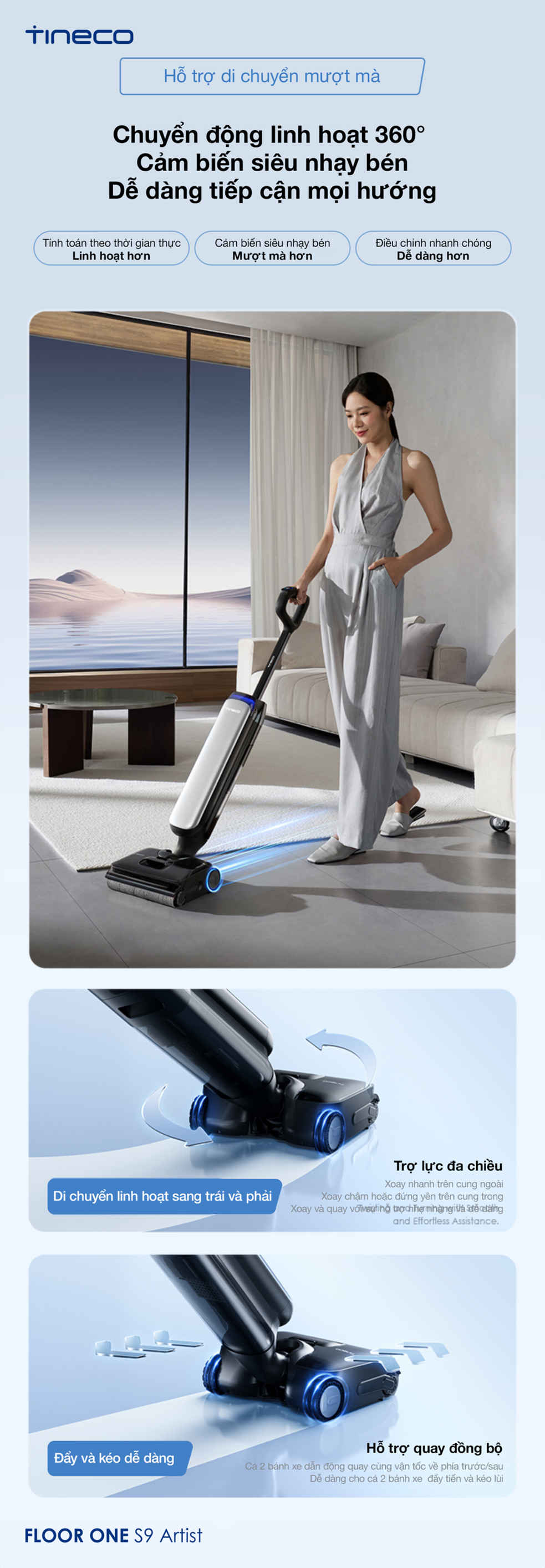 Máy hút bụi lau sàn khô ướt Tineco Floor One S9 Artist Steam Pro 